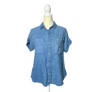 Chelsea & Violet 100% Tencel Denim Chambray Short Sleeve Button Up Top Women's S